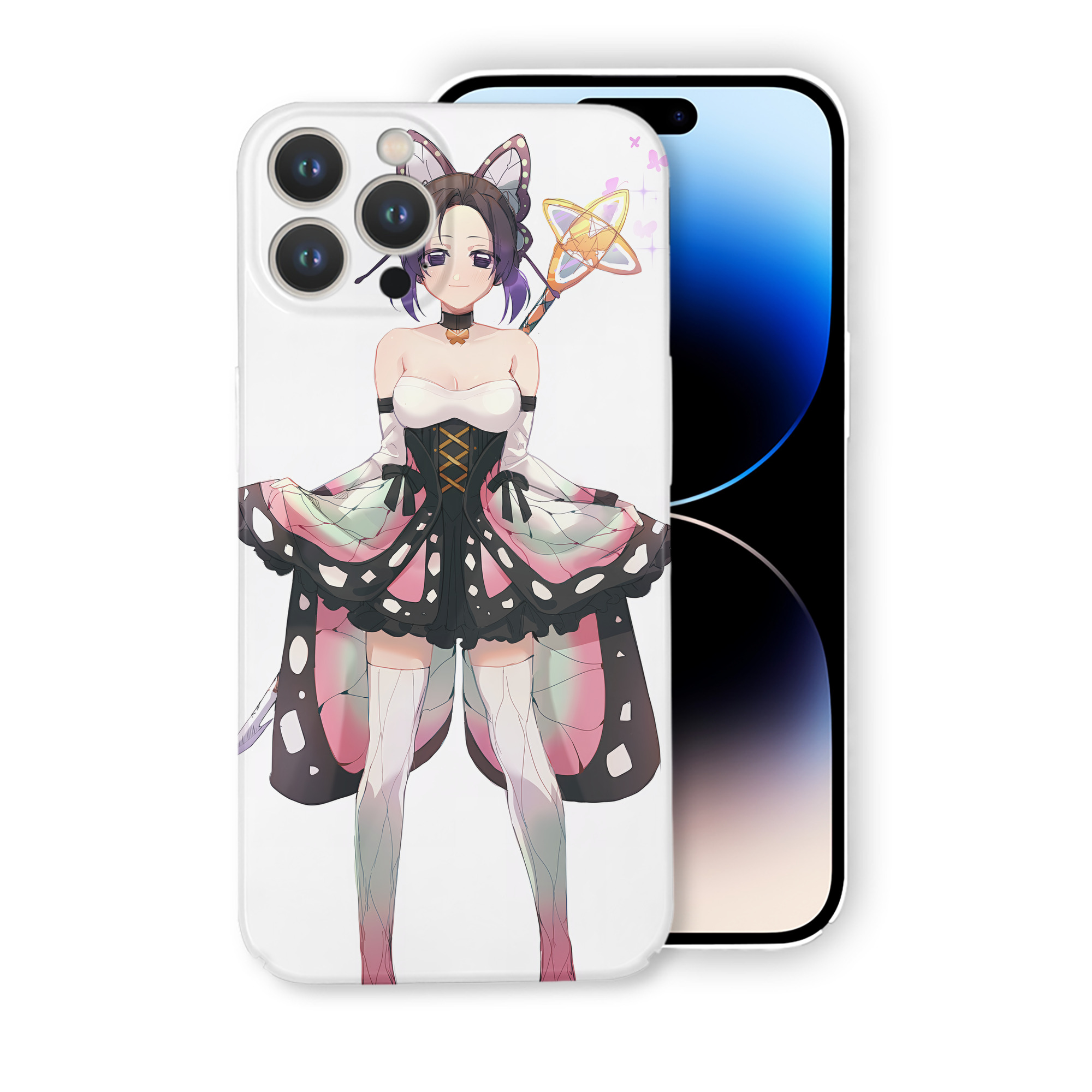 （画像用） 鬼滅の刃（きめつのやいば）蟲柱-胡蝶 しのぶ／こちょう しのぶ Kochou Shinobu 【iPhone 14シリーズ対応】ハードケース